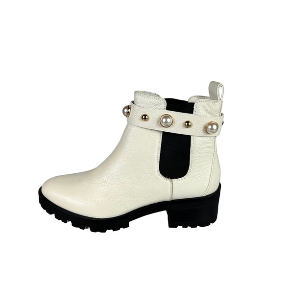 KARL LAGERFELD PARIS POLA Imitation Pearl Leather Chelsea Bootie - Picture 2 of 10